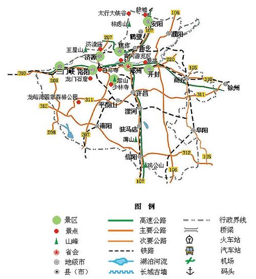 19版河南省交通旅游图图标