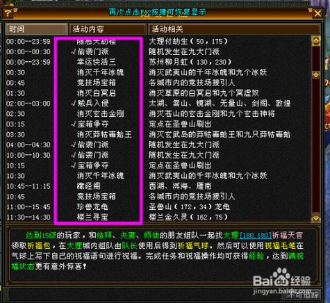 天龙八部日常任务都有什么图标