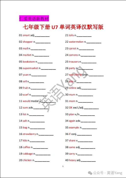 仁爱版7～9年级英语单词表图标