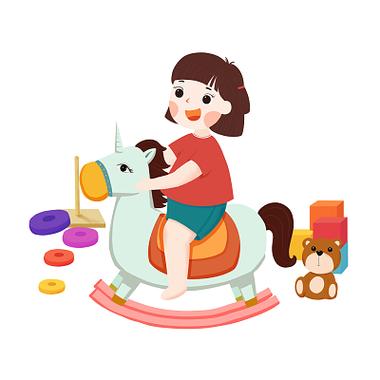 小女孩骑木马摇啊摇的表情包图标