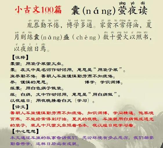 四年级下册囊萤夜读的翻译田字格的缩略图