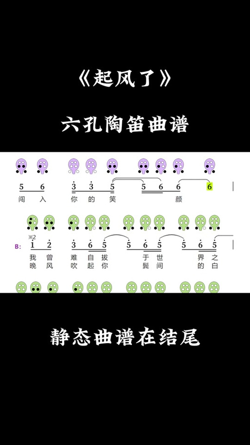 《凉凉》陶笛六孔曲谱缩略图