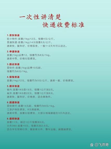 京东快递价格明细表缩略图