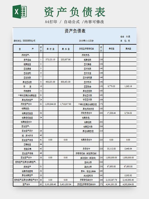 资产负债表电子版空白模板缩略图