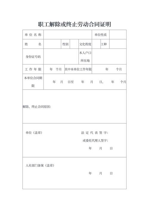 企业与员工解除劳动合同范本缩略图