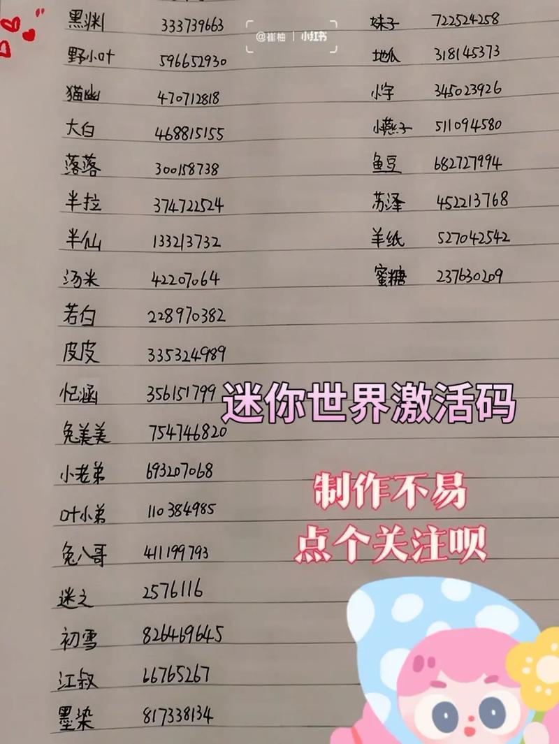 迷你世界激活码2022年最新(永久可重复使用)